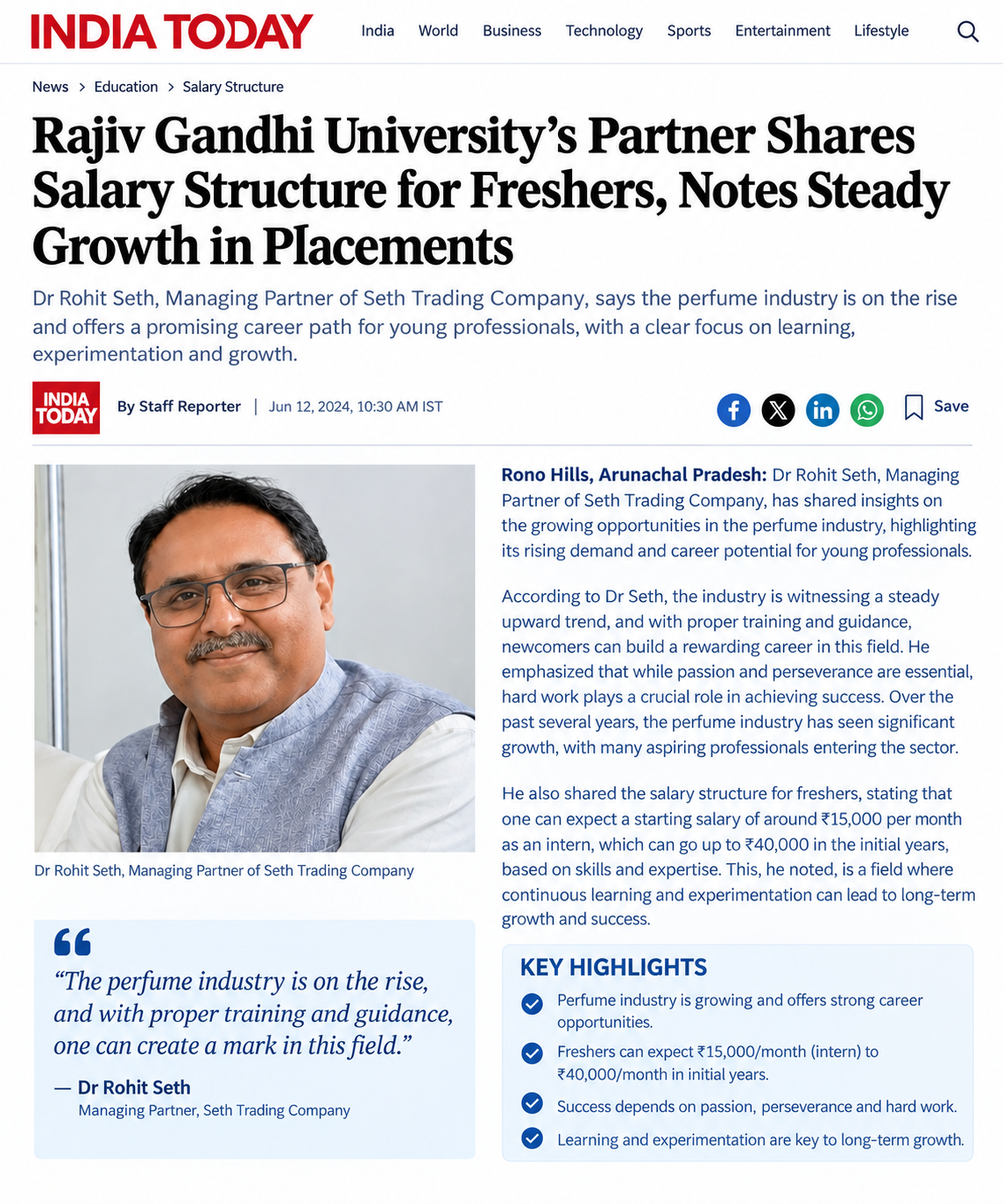 Featured in India Today – Insights into the Fragrance Industry